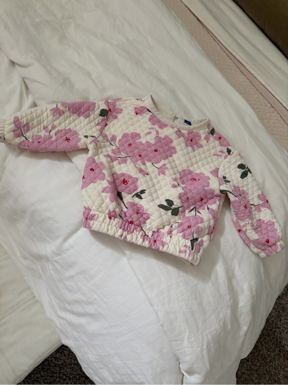 Old Navy Quilted Floral Pullover Jacket - Pink & White